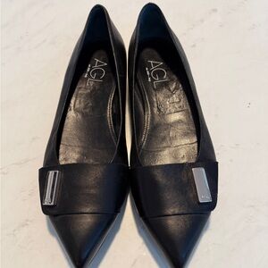 AGL Women's Black Leather Flats Size 39.5 (US 8.5)